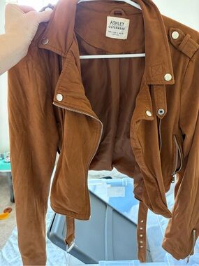 Ashley By 26 International Brown Suede Moto Jacket